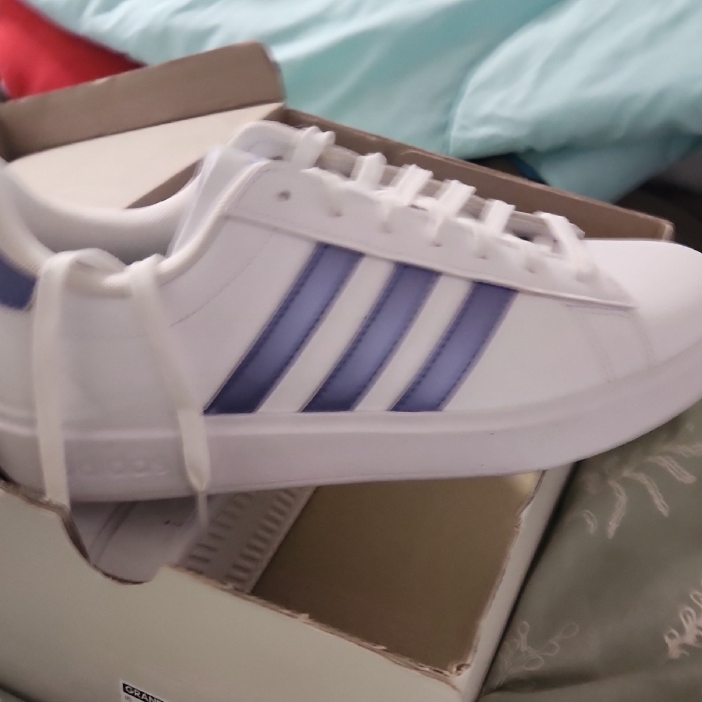 adidas White and Purple Athletic Shoes